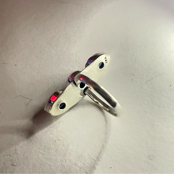 New 925 Sterling Silver Blue Imperial Topaz Turquoise Artisten 3 Tier Ring - Picture 11 of 16